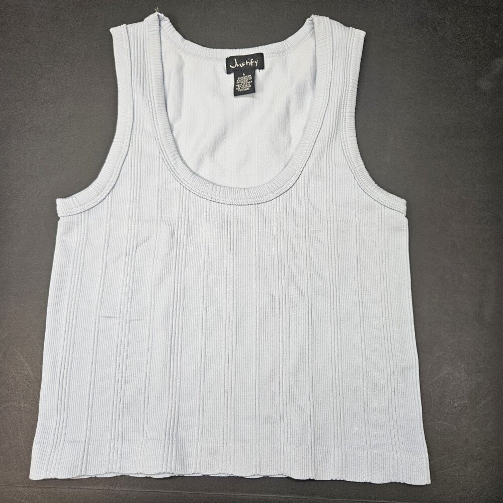 Women's Ribbed Knit Tank Top Size L Light Blue Perfect Condition Never Been Worn